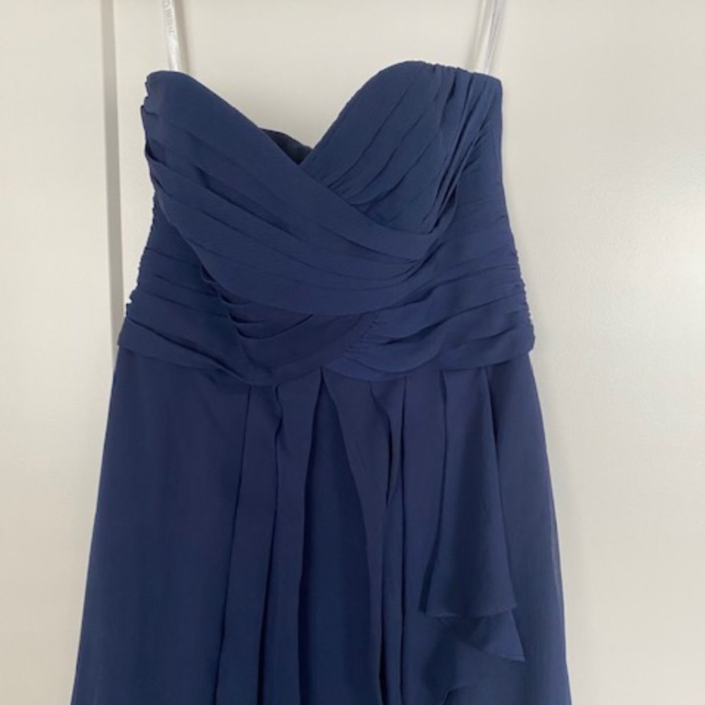 David's Bridal Bridesmaids Dress Navy Strapless